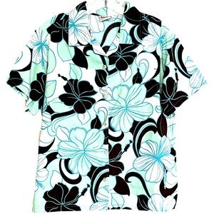 Barefoot In Paradise Vintage Women’s Hawaiian Short Sleeve Shirt Cotton Size M
